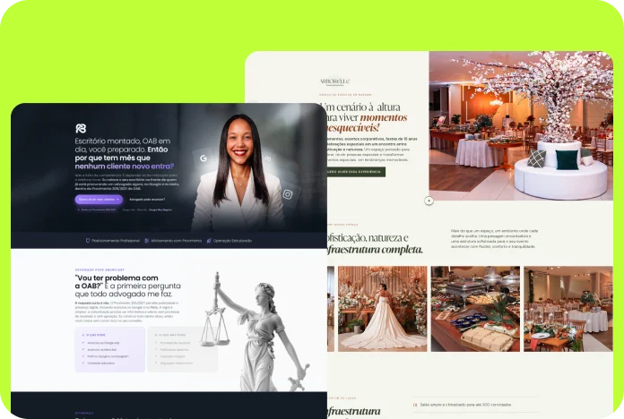 Landing pages e sites desenvolvidos por Bruna Veiga
